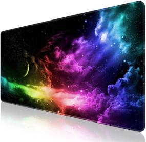 img 4 attached to 🖱️ Canjoy Gaming Mouse Pad, XXL Extended Mouse Mat with Non-Slip Base and Stitched Edge, Big Computer Keyboard Desk Pad for Home Office Work and Gaming, 31.5x15.7x0.12inch (Colorful Aurora)