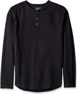 men's clothing: amazon essentials slim fit, long sleeve charcoal logo