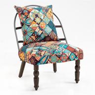 🪑 colorful upholstered accent chair for bedroom living dining room - metal armless lounge chair with retro wooden legs, make up vanity chair, living room desk chair - upholstered linen fabric логотип