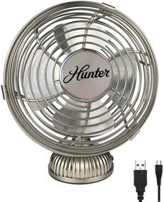 img 4 attached to 🌬️ HUNTER Retro USB Fan with 1-Speed Setting, 70-Degree Tilt Angle, 4-Inch, Brushed Nickel Finish