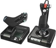 🕹️ logitech g saitek x52 pro flight control system: enhanced joystick simulator with lcd display and illuminated buttons - black/silver, pc compatible logo
