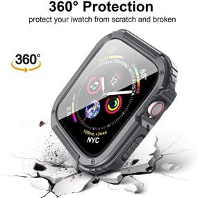 img 1 attached to Mesime Rugged Case Cover Compatible For Apple Watch 38Mm With Tempered Glass Screen For Iwatch Series 3 2 1 Protective Bumper Accessories Hard Case For Women Men -Gray