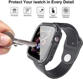 img 3 attached to Mesime Rugged Case Cover Compatible For Apple Watch 38Mm With Tempered Glass Screen For Iwatch Series 3 2 1 Protective Bumper Accessories Hard Case For Women Men -Gray