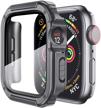 mesime rugged case cover compatible for apple watch 38mm with tempered glass screen for iwatch series 3 2 1 protective bumper accessories hard case for women men -gray logo