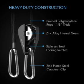 img 2 attached to 🧲 AC Infinity 1/8” Rope Hanger - Heavy-Duty Stainless Steel Gears Ratchets, 150 lbs Weight Capacity (1 Pair)