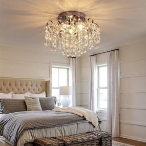 img 1 attached to 💡 Small Crystal Chandelier Flush Mount Ceiling Light 3 Lights | Modern Chrome Iron Raindrop Crystal Ceiling Fixture for Bedroom, Hallway, Closet, Entryway, Stairs | Q&S