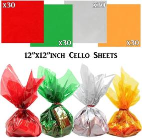 img 3 attached to Cellophane Sheets Pack of 120 - 12 x 12 Inches, 4 Assorted Translucent Colors (Green, Red, Silver, Gold), 2.3 Mil Quality, Glossy Sheets for DIY Wrapping, Treats, Crafts - Anapoliz
