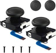🎮 brhe switch joystick replacement kit for joycon repair - 3d analog thumb stick sensor with screws and caps - 2 pack (black) - ns switch/lite controller logo