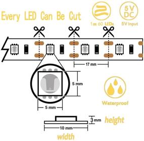 img 1 attached to 🔆 Улучшите своё пространство с батарейкой iNextStation LED-полоской: водонепроницаемая, 5В, 60 светодиодных ламп SMD5050 (100 см, теплый белый).