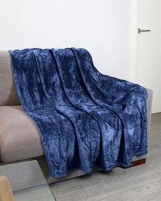 img 2 attached to 🛏️ Fleece Blanket Queen Size - Soft, Warm & Cozy Bed Blanket - All Seasons Microfiber Queen Blanket (90x90, Navy Blue)