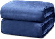 🛏️ fleece blanket queen size - soft, warm & cozy bed blanket - all seasons microfiber queen blanket (90x90, navy blue) logo