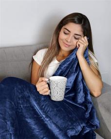 img 3 attached to 🛏️ Fleece Blanket Queen Size - Soft, Warm & Cozy Bed Blanket - All Seasons Microfiber Queen Blanket (90x90, Navy Blue)