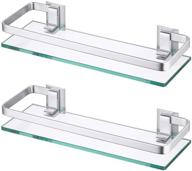 🛁 kes bathroom glass shelf aluminum, 8mm extra thick tempered glass, 2 pack, rectangular 1 tier storage organizer, wall mount silver, a4126a-p2 logo