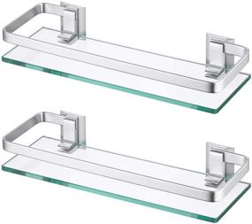 img 4 attached to 🛁 KES Bathroom Glass Shelf Aluminum, 8MM Extra Thick Tempered Glass, 2 Pack, Rectangular 1 Tier Storage Organizer, Wall Mount Silver, A4126A-P2
