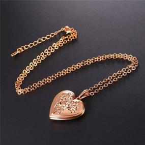 img 3 attached to 📸 18K Gold Plated Necklace: Heart/Round Shaped Photo Locket Pendant for Women and Girls - Personalizable with Custom Image or Text Engraving