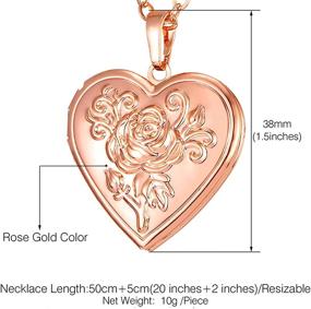 img 2 attached to 📸 18K Gold Plated Necklace: Heart/Round Shaped Photo Locket Pendant for Women and Girls - Personalizable with Custom Image or Text Engraving