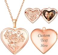 📸 18k gold plated necklace: heart/round shaped photo locket pendant for women and girls - personalizable with custom image or text engraving logo