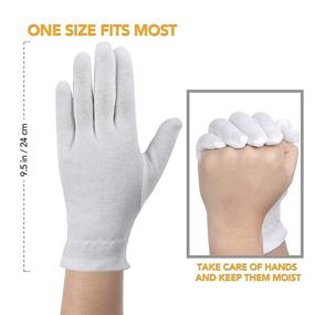 img 1 attached to Premium Quality Cotton Gloves: Perfect for Dry Hands, Overnight Moisturizing, Eczema Treatment, Skin Spa Therapy, Cosmetic Jewelry Inspection - 5 Pairs