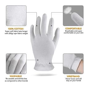 img 3 attached to Premium Quality Cotton Gloves: Perfect for Dry Hands, Overnight Moisturizing, Eczema Treatment, Skin Spa Therapy, Cosmetic Jewelry Inspection - 5 Pairs