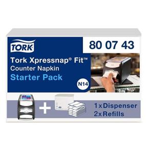 img 4 attached to 🧻 Начальный пакет диспенсера для салфеток Tork Xpressnap Fit для стойки: удобное решение для ресторанов с 2 пакетами наполнителя 2 х 120, 2-слойные натуральные салфетки (модель 800743 - диспенсер N14)