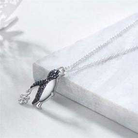 img 3 attached to 🐧 Sloth Penguin Pendant Necklace - Sterling Silver Cute Animal Jewelry for Women and Girls by YAFEINI