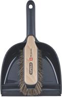 🧹 superior handheld dustpan and brush set - comfort grip hand broom with premium swiss natural horsehair bristles. logo