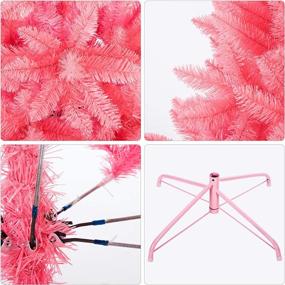 img 2 attached to Unlit Pink Classic Xmas Pine Tree - Artificial Christmas Tree 5/6/7 FT with Solid Metal Stand