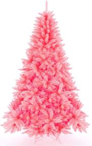 img 4 attached to Unlit Pink Classic Xmas Pine Tree - Artificial Christmas Tree 5/6/7 FT with Solid Metal Stand