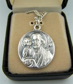 img 1 attached to 🛠️ CB Silver Toned Base Patron Saint Joseph The Worker Father Medal - 7/8 Inch – Buy Now!