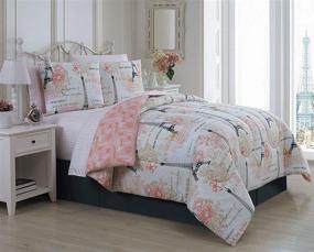 img 4 attached to Queen Size Pink Avondale Manor Amour 8-Piece Comforter Set