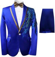 boyland boys 3-piece suit: lapel tuxedo jacket, pants, bowtie | blue, shiny, party dress | 3 styles logo