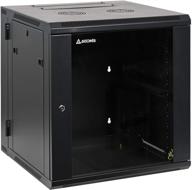 📱 aeons depot 12u professional wall mount server cabinet: double section swing-out 19-inch network rack with locking glass door [black] - fully assembled logo