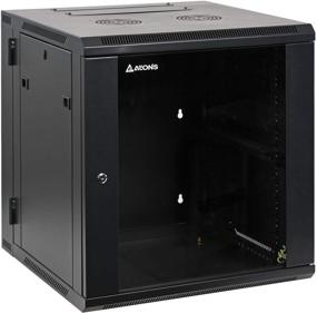 img 4 attached to 📱 AEONS Depot 12U Professional Wall Mount Server Cabinet: Double Section Swing-Out 19-Inch Network Rack with Locking Glass Door [Black] - Fully Assembled