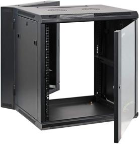img 3 attached to 📱 AEONS Depot 12U Professional Wall Mount Server Cabinet: Double Section Swing-Out 19-Inch Network Rack with Locking Glass Door [Black] - Fully Assembled