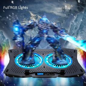 img 3 attached to AICHESON Full RGB Lights Laptop Cooling Cooler Pad with Dual Turbine Fans for 15.6-17.3 Inch Gaming Notebooks: Ultimate Cooling Solution