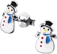 🎅 sterling silver snowman ear studs: adorable girls' earrings (e3534/20465) logo