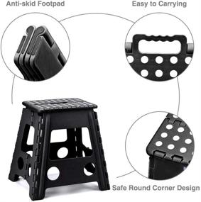 img 1 attached to 🪜 Acko 16 Inches Super Strong Folding Step Stool: Ultimate Heavy-Duty Stool for Adults - Black, Holds up to 300lb