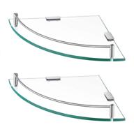 kes glass corner shelf for bathroom: stainless steel wall mounted, tempered glass, brushed finish - 2 pack logo