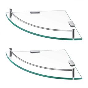 img 4 attached to KES Glass Corner Shelf for Bathroom: Stainless Steel Wall Mounted, Tempered Glass, Brushed Finish - 2 Pack