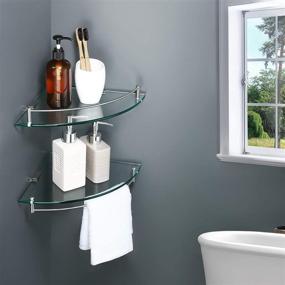 img 3 attached to KES Glass Corner Shelf for Bathroom: Stainless Steel Wall Mounted, Tempered Glass, Brushed Finish - 2 Pack
