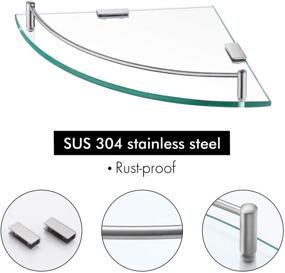 img 1 attached to KES Glass Corner Shelf for Bathroom: Stainless Steel Wall Mounted, Tempered Glass, Brushed Finish - 2 Pack