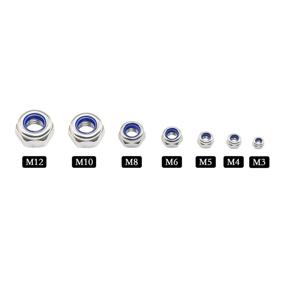 img 2 attached to High-Quality Sutemribor 304 Stainless Steel Lock Nut Assortment - 180 Pieces, M3 M4 M5 M6 M8 M10 M12 with Nylon Insert