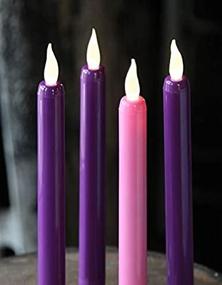 img 2 attached to LED Advent Taper Candles Set - Flameless 4-Piece, Purple and Pink with Soft White Flickering Flame