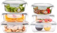 🍽️ 12-piece rosos glass food storage containers with lids - airtight, bpa-free, and leakproof | microwave, oven, and dishwasher safe | grey логотип