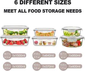 img 3 attached to 🍽️ 12-Piece ROSOS Glass Food Storage Containers with Lids - Airtight, BPA-Free, and Leakproof | Microwave, Oven, and Dishwasher Safe | Grey