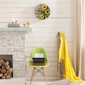 img 3 attached to 🌻 Britimes Round Wall Clock - 10 Inch Silent Non Ticking Clock for Bathroom, Bedroom, Kitchen, Office or School Decor - Sunflowers Wooden Design