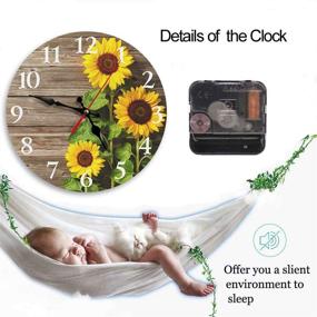 img 1 attached to 🌻 Britimes Round Wall Clock - 10 Inch Silent Non Ticking Clock for Bathroom, Bedroom, Kitchen, Office or School Decor - Sunflowers Wooden Design