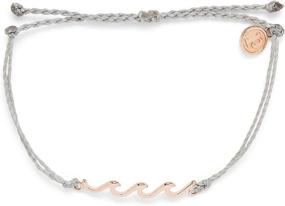 img 1 attached to 🌊 Pura Vida Delicate Wave Bracelet - Adjustable Braided Band, Waterproof, Silver or Rose Gold-Plated Brass Casting