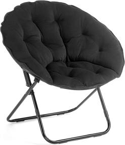 img 2 attached to 🪑 Foldable Urban Shop Saucer Chair: Black Jersey with Metal Frame - 34" Compact Design