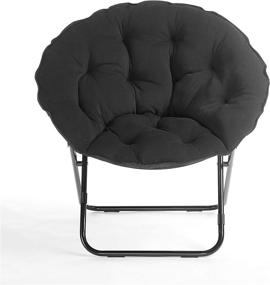 img 1 attached to 🪑 Foldable Urban Shop Saucer Chair: Black Jersey with Metal Frame - 34" Compact Design